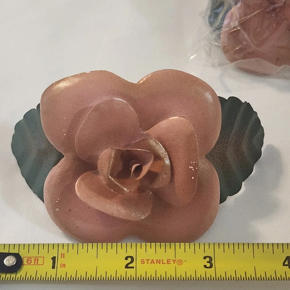 Set 12 RARE Vtg Audrey Metal Pink Rose Napkin Rings Home Decor~Philippines   833